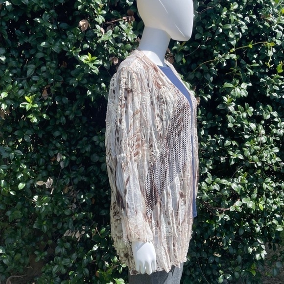 Chico’s Travelers Lightweight Embroidered Crochet Cardigan - Picture 4 of 13